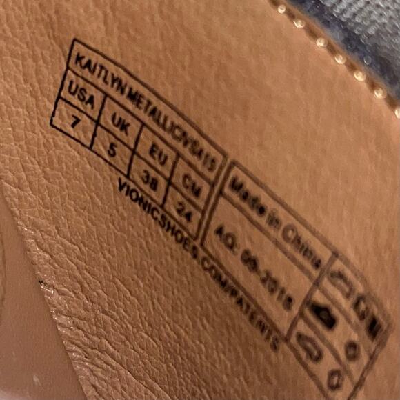 Vionic Kaitlyn Metallic Pewter Wedge Espadrille Size 7 Arch Support Comfort - Picture 7 of 12